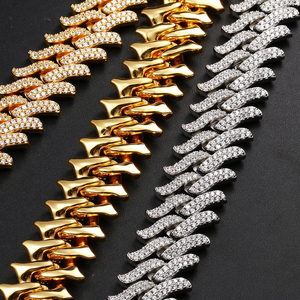20mm Iced Curved Spiked Cuban Chain - Different Drips