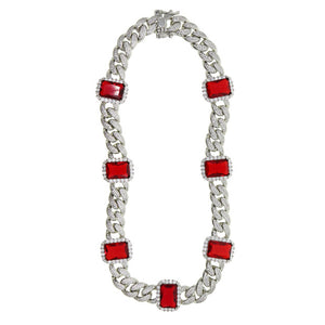 Women 12mm Red Big Block Cuban Choker - Different Drips