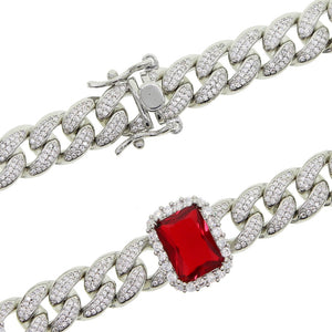 Women 12mm Red Big Block Cuban Choker - Different Drips