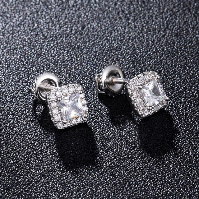 Small Square Cut Clustered Tennis Earrings - Different Drips