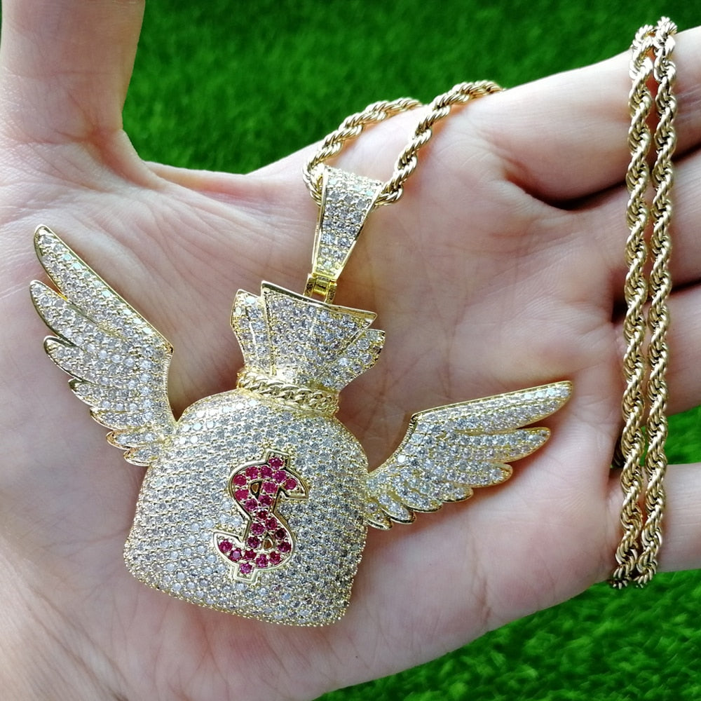 Winged Money Bag Pendant - Different Drips