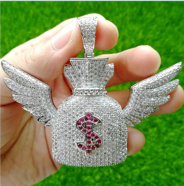 Flying Dripping Money Bag Pendant deals with Rope Chain