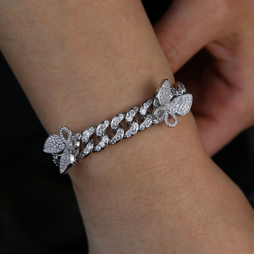Women White Gold Butterfly Bracelet - Different Drips