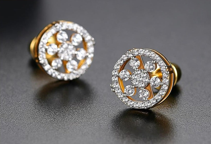 Round Flower Cluster Stud Earrings - Different Drips