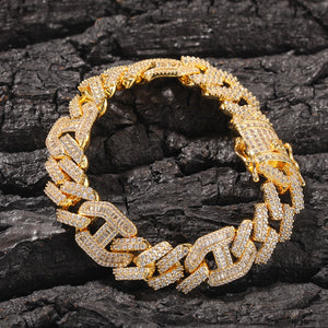 14mm Baguette Mariner Prong Cuban Link Bracelet - Different Drips