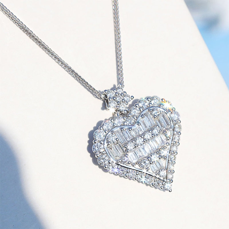 Women's Baguette Heart Pendant - Different Drips