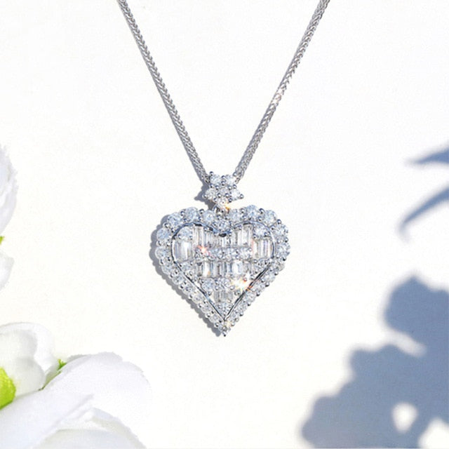 Women's Baguette Heart Pendant - Different Drips