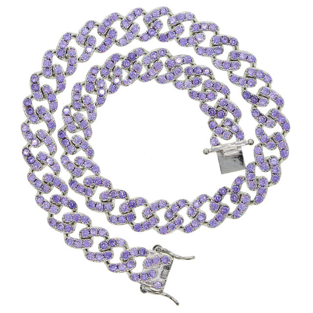 12mm Purple Miami Cuban Link Choker - Different Drips