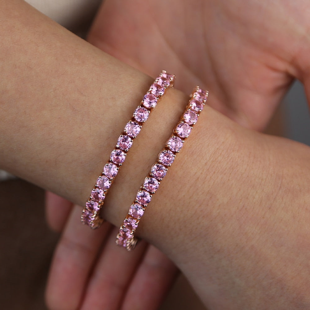 5mm Iced Rose Gold Tennis Bracelet - Different Drips