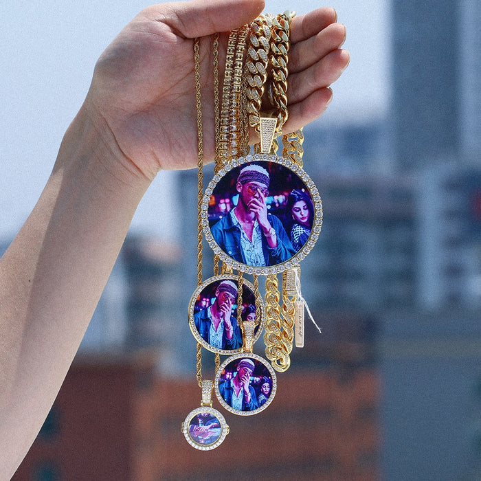 Large Round Custom Photo Pendant - Different Drips