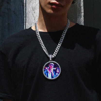 Large Round Custom Photo Pendant - Different Drips