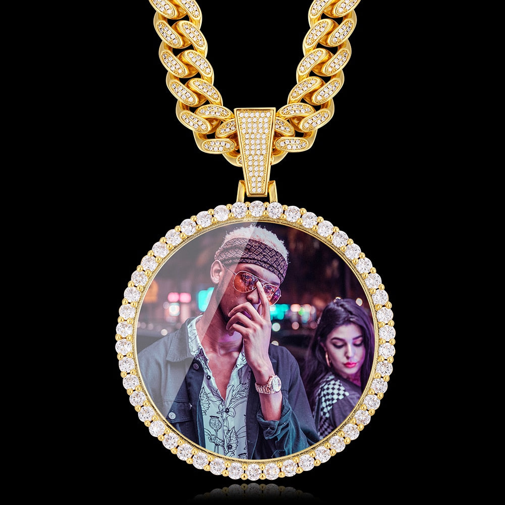 Large Round Custom Photo Pendant - Different Drips