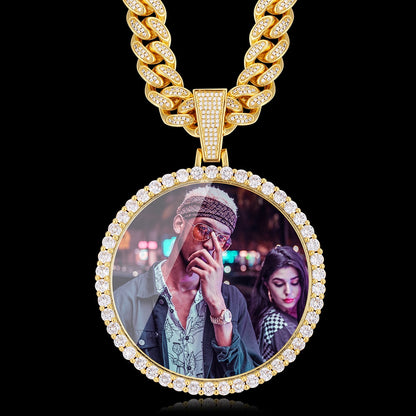 Large Round Custom Photo Pendant - Different Drips