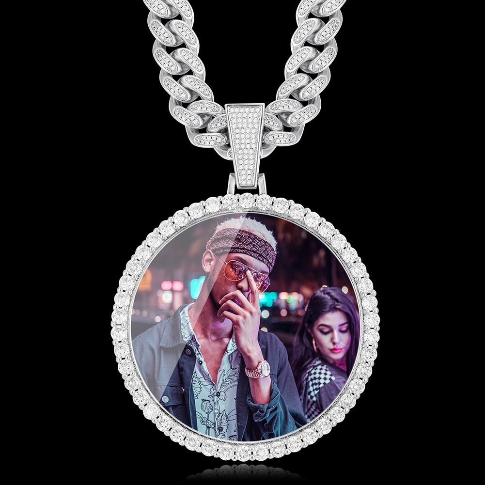Large Round Custom Photo Pendant - Different Drips