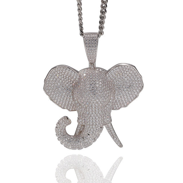 Iced Out Elephant Head Pendant - Different Drips