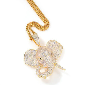 Iced Out Elephant Head Pendant - Different Drips