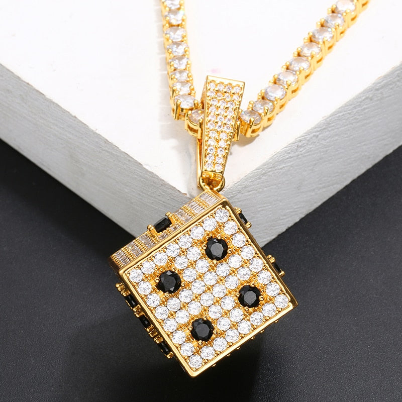Iced Out Dice Pendant - Different Drips