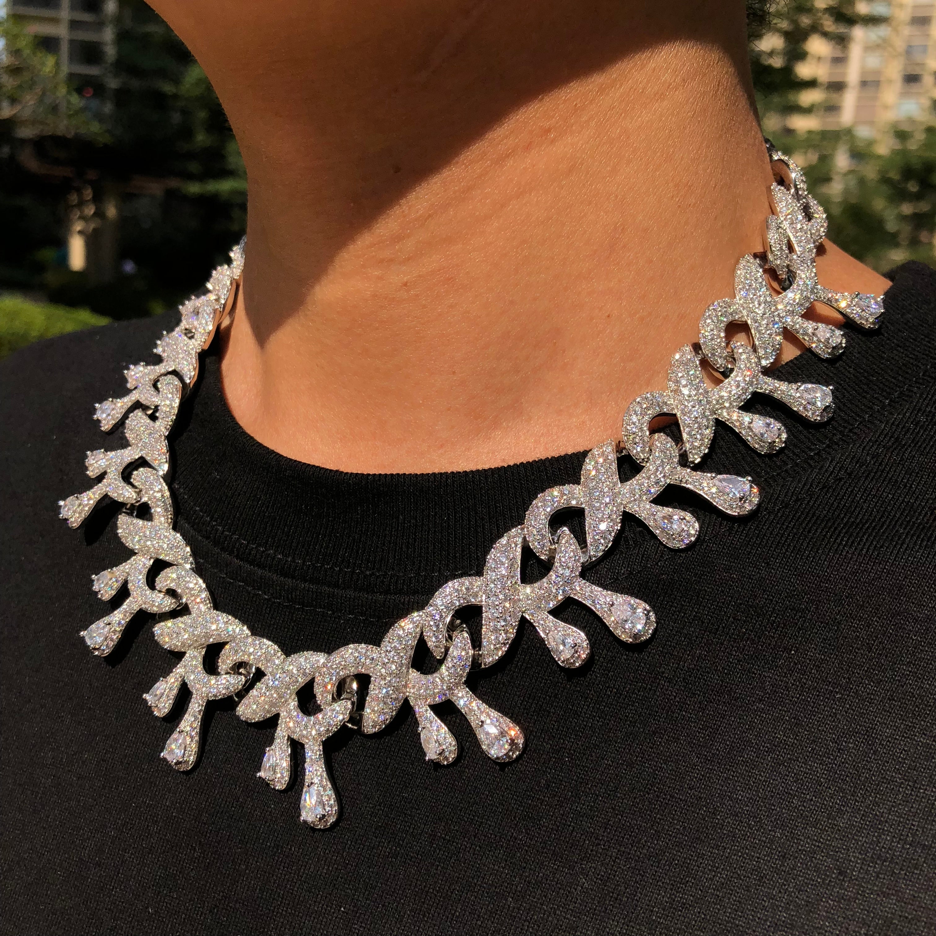 18mm Iced Out Infinity Drip Chain in White Gold Different Drips