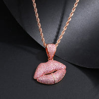Thumbnail for Rose Gold Iced Lips Pendant - Different Drips