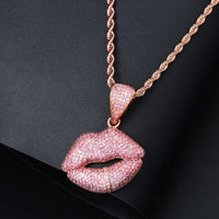 Thumbnail for Rose Gold Iced Lips Pendant - Different Drips