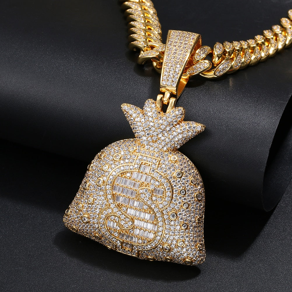 0.55 CT. T.W. Diamond Money Bag Pendant In 14K Gold
