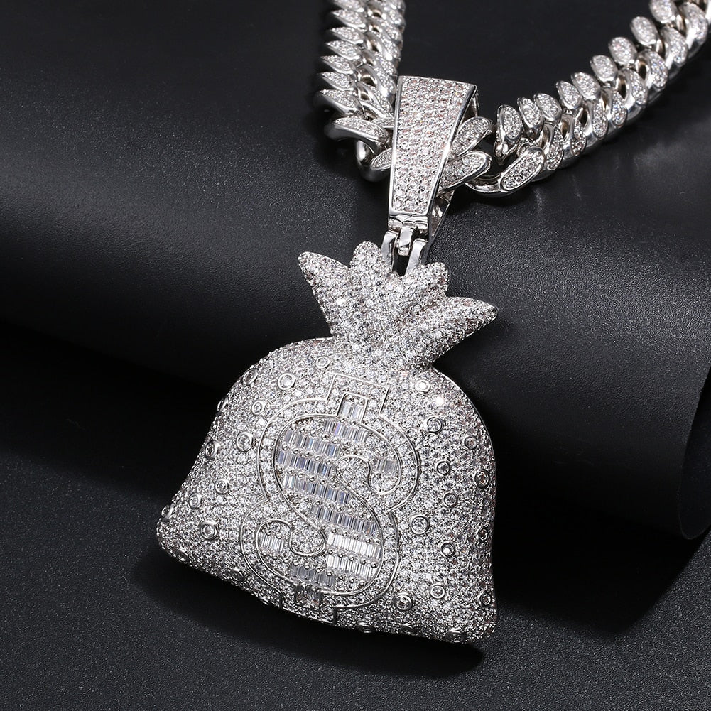 Iced Baguette Money Bag Pendant Different Drips