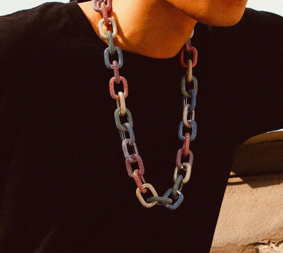 Iced Out 22mm Fully Multi-Colored Chain - Different Drips