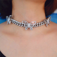 Thumbnail for Women's 12mm Hollow Butterfly Miami Cuban Link Choker - Different Drips