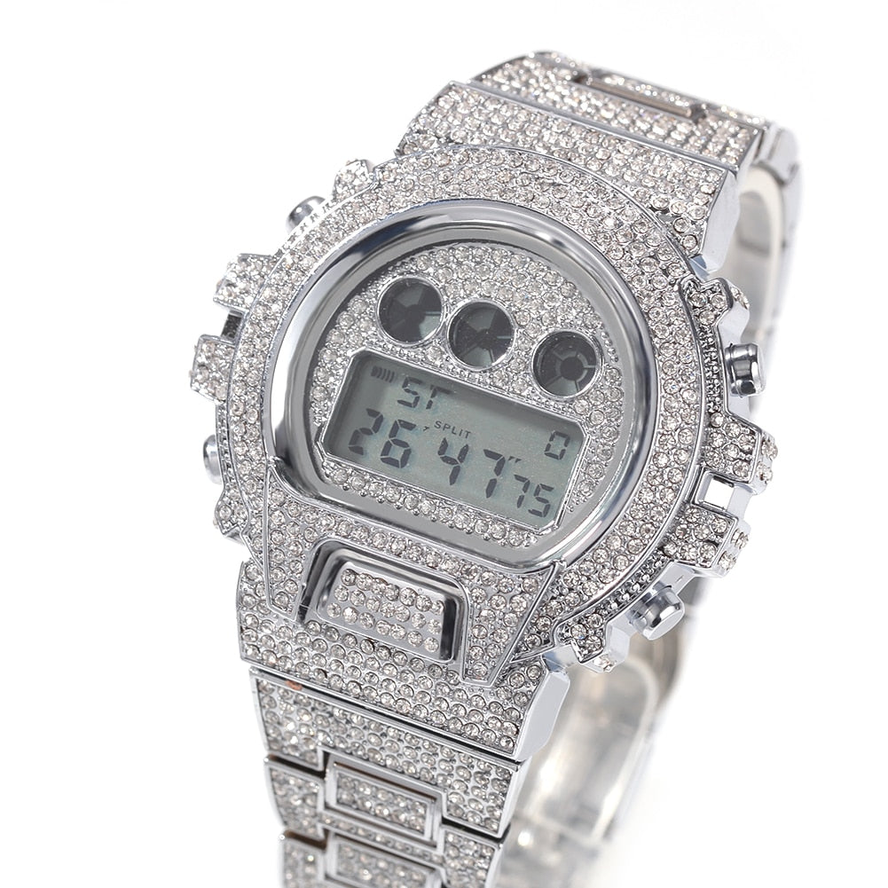 Iced Digital Chronograph Date Watch - Different Drips