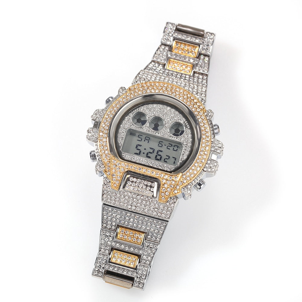 Iced Digital Chronograph Date Watch - Different Drips