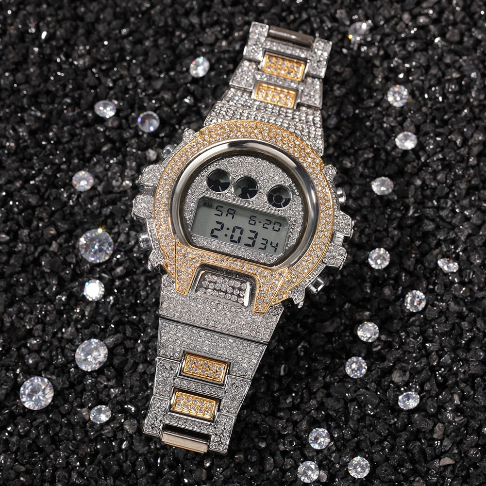 Iced Digital Chronograph Date Watch - Different Drips