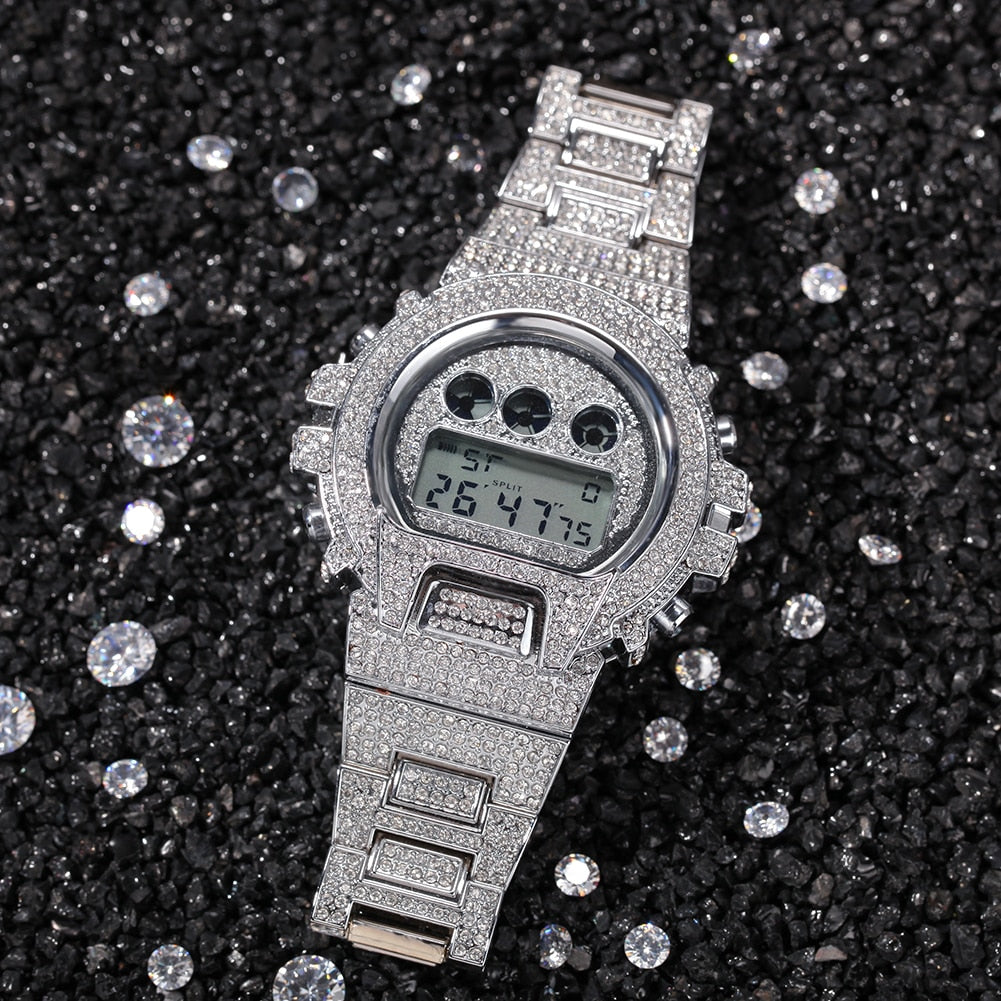 Iced Digital Chronograph Date Watch - Different Drips