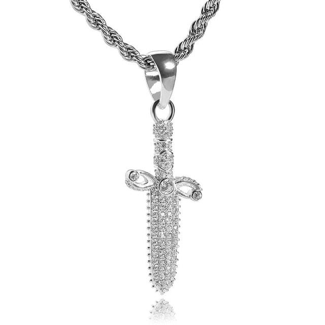Solid 925 Sterling Silver Knife Pendant - Different Drips