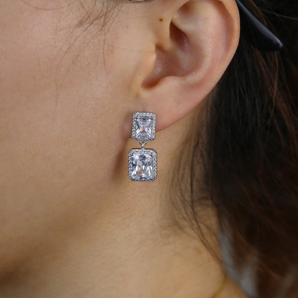 Women's Baguette Square Earrings - Different Drips