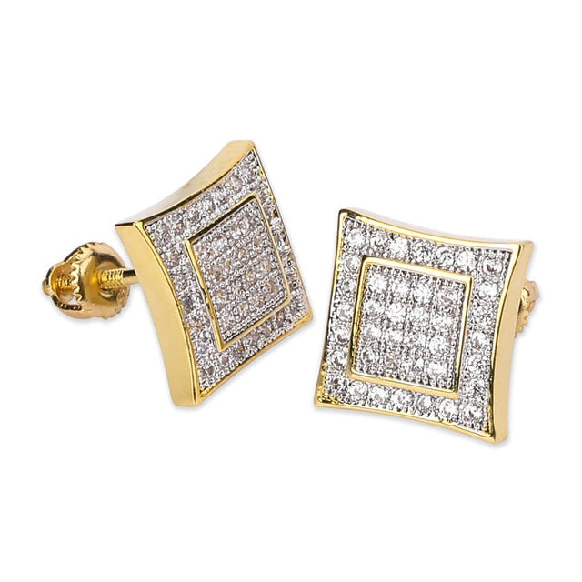 Iced Pave Square Stud Earrings - Different Drips