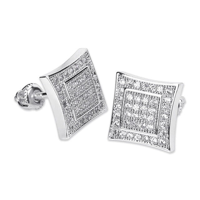 Iced Pave Square Stud Earrings - Different Drips