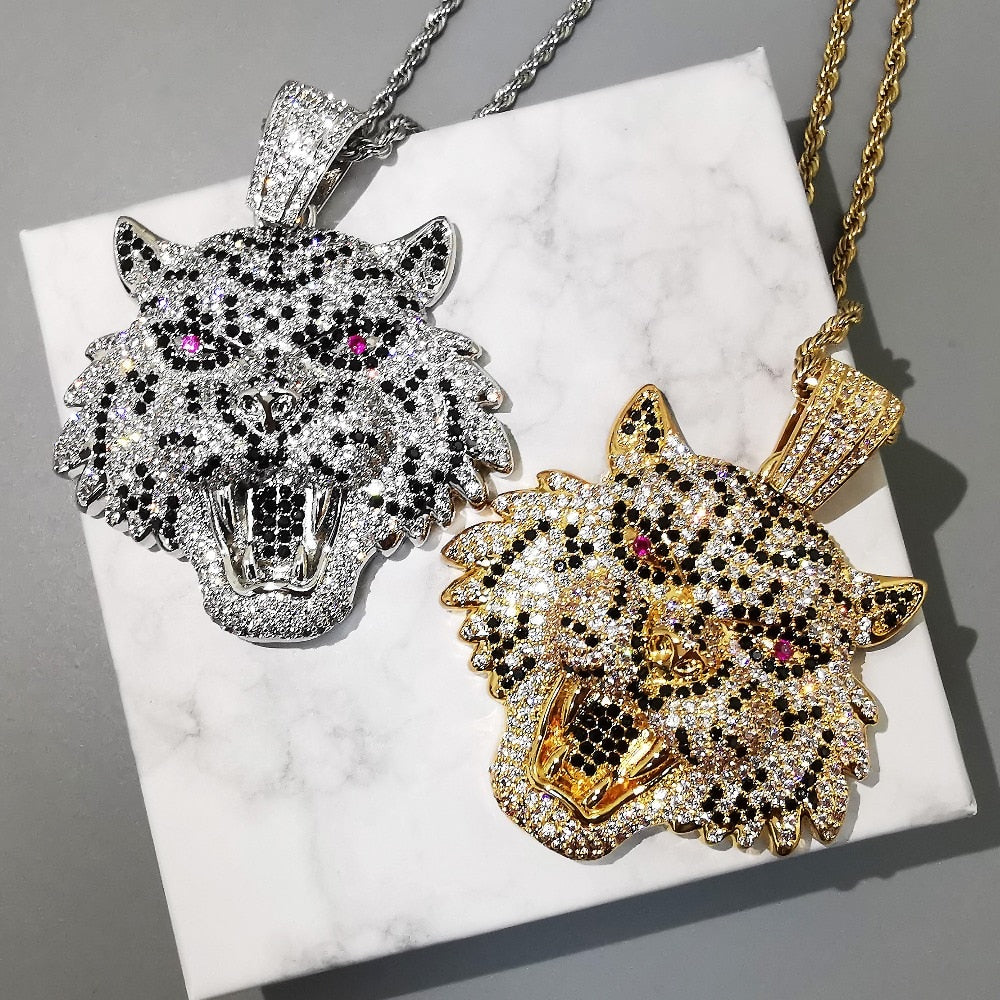Iced Out Tiger Head Pendant - Different Drips