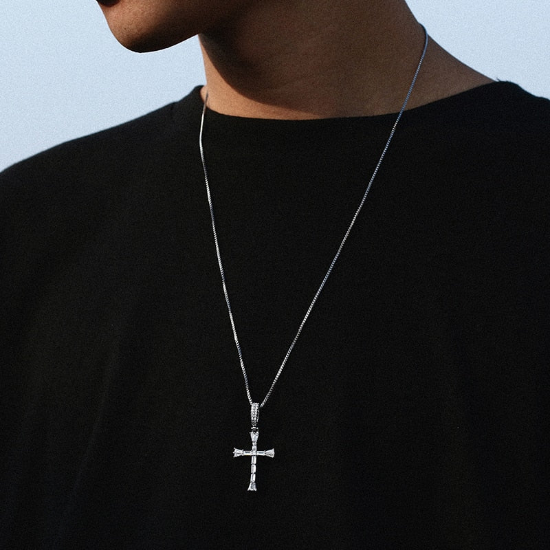 Iced Out Baguette Cross Pendant - Different Drips