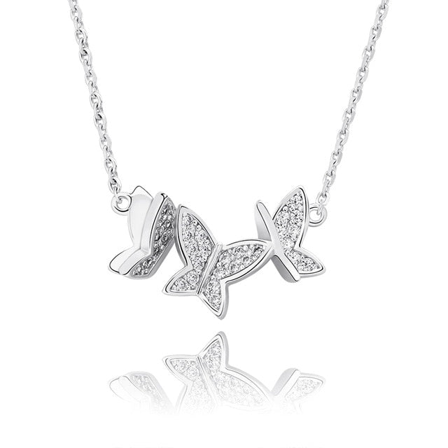 Solid 925 Sterling Silver Butterfly Necklace - Different Drips
