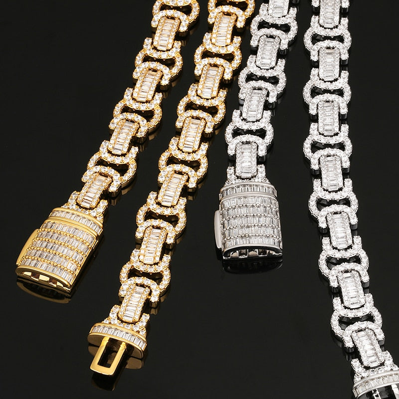 15mm Baguette Byzantine Chain - Different Drips