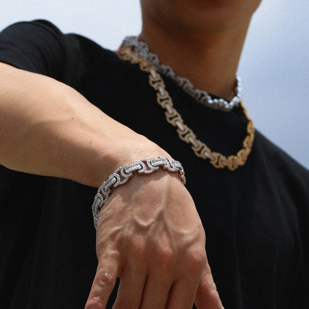 13mm Baguette Byzantine Bracelet - Different Drips