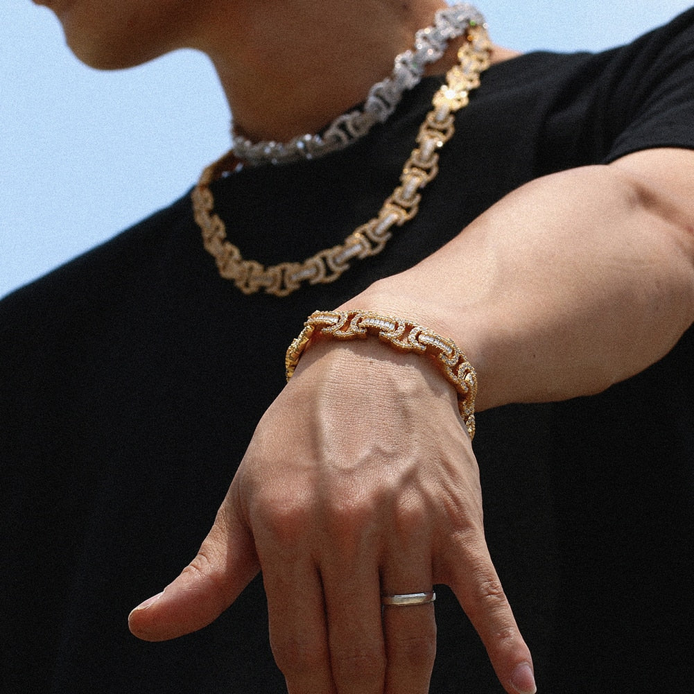 13mm Baguette Byzantine Bracelet - Different Drips