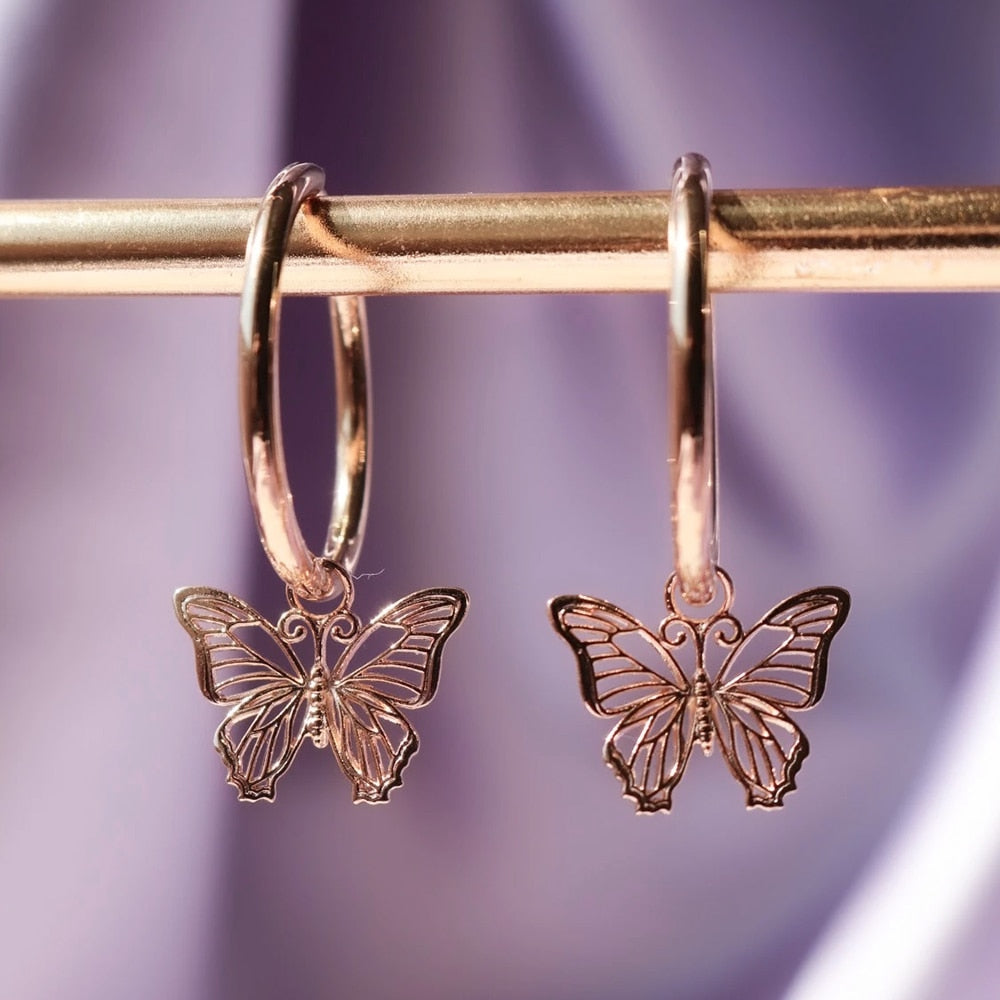 Women's Rose Gold Butterfly Earrings - Different Drips