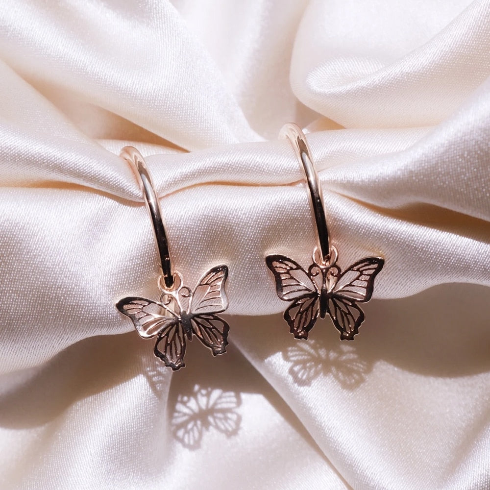 Women's Rose Gold Butterfly Earrings - Different Drips