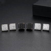 Thumbnail for 10mm Iced Square Stud Earrings - Different Drips