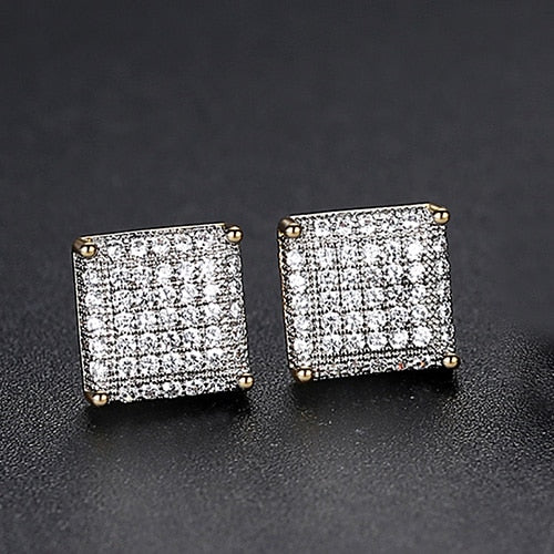 10mm Iced Square Stud Earrings - Different Drips