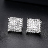 Thumbnail for 10mm Iced Square Stud Earrings - Different Drips