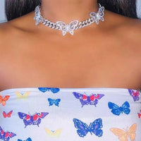 Thumbnail for Women's 12mm Hollow Butterfly Miami Cuban Link Choker - Different Drips