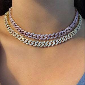 Women's 9mm Diamond Cuban Necklace - Different Drips