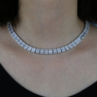 Thumbnail for Women's White Gold Clustered Baguette Tennis Chain - Different Drips